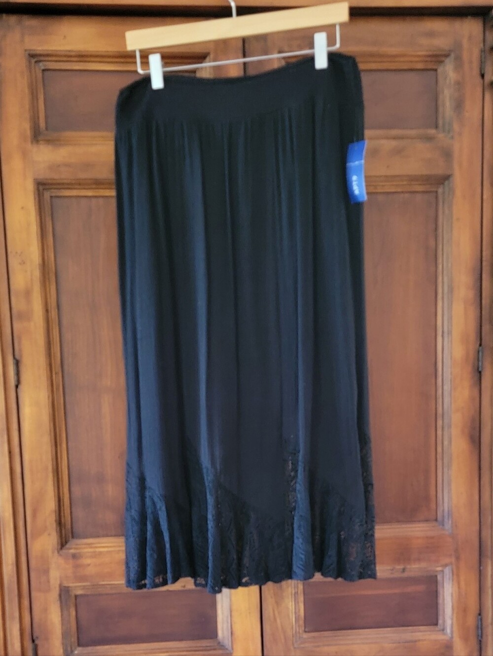Women's Black Ruched Waistband Maxi Skirt - Size Large